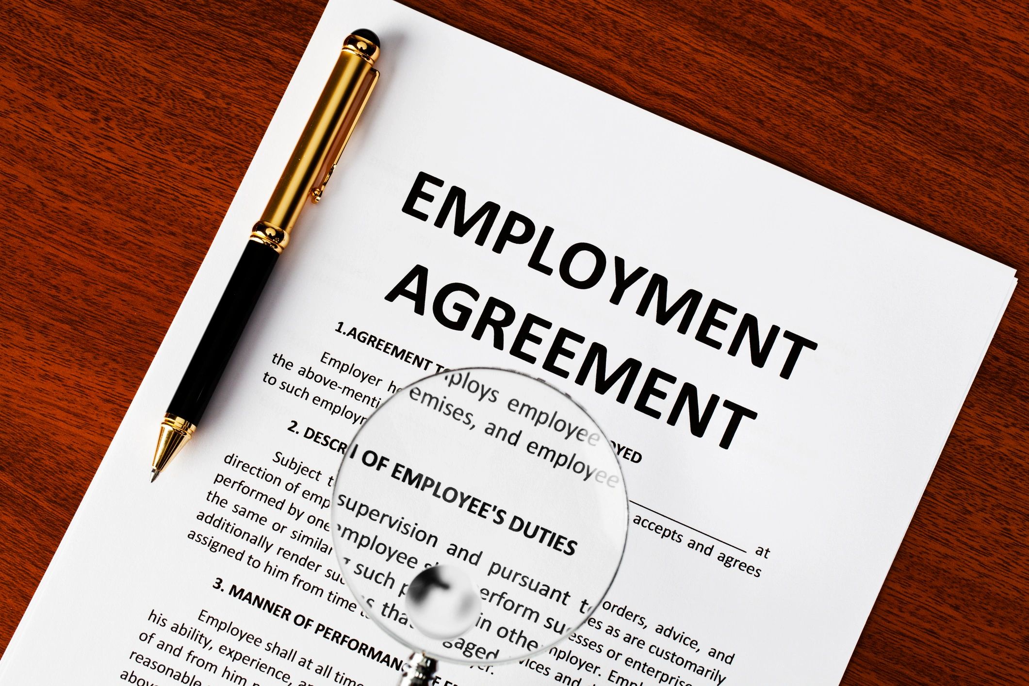 Contract agreement document on a desk