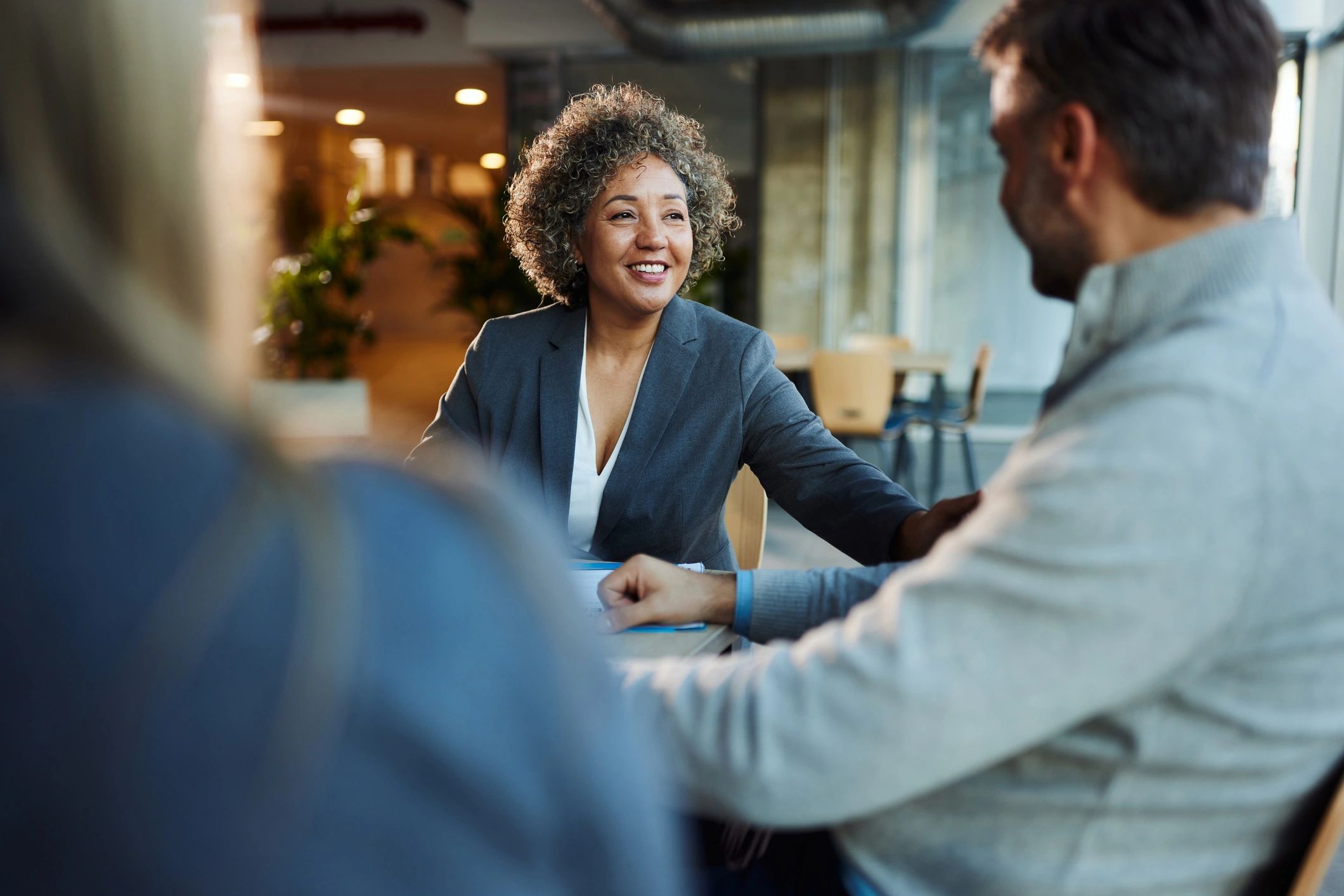 Businesswoman communicating during a meeting