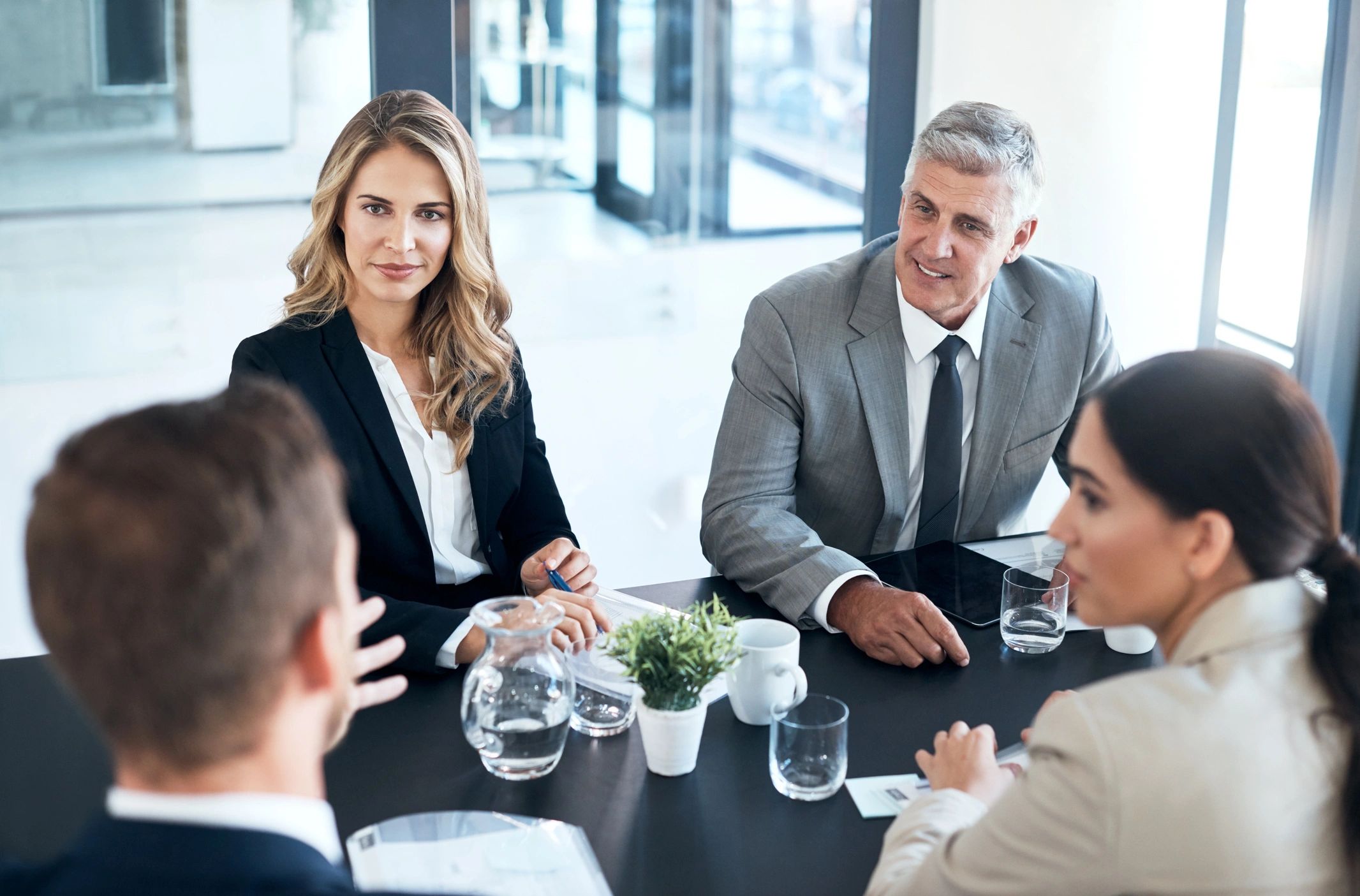 Business professionals meeting in a boardroom